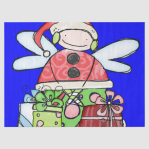 Christmas Angel Santa Tissue Paper Blue