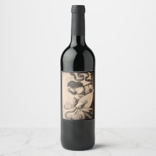 Christmas Angel Sepia Wine Label