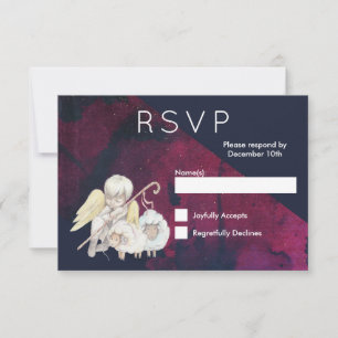 Christmas Angel Shepherd with Lambs RSVP Card
