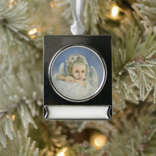 Christmas Angel Silver Plated Banner Ornament