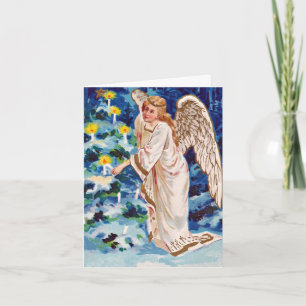 Christmas Angel & Tree - Vintage Image Holiday Card