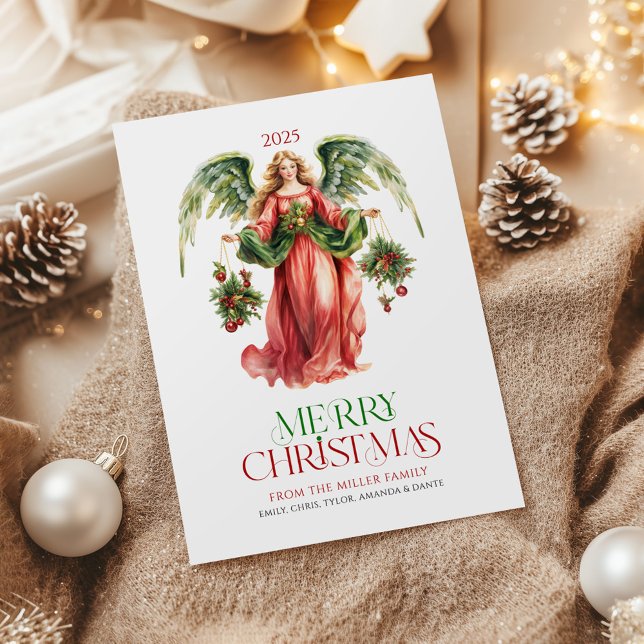Christmas Angel Typography Christmas Greeting Card (Creator Uploaded)