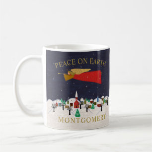 Christmas Angel Village Peace on Earth Monogram Coffee Mug
