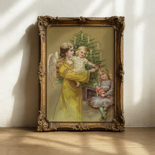 Christmas Angel   Vintage Holiday Poster