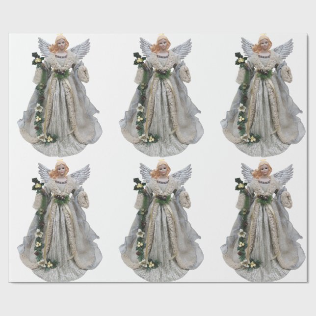 Christmas Angel White Wrapping Paper (Flat)