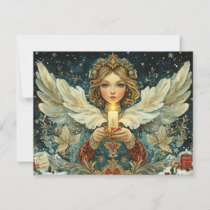 Christmas Angel with candle Holiday Greeting Card