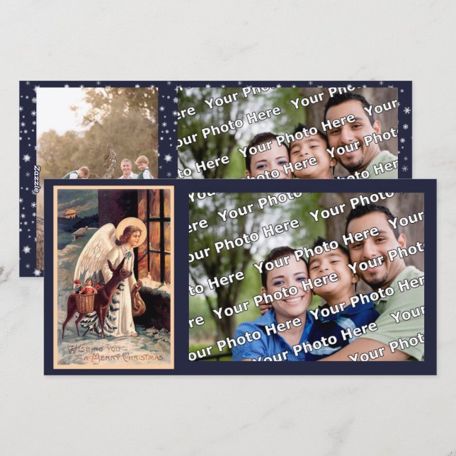 Christmas Angel With Deer Photocard Holiday Card (Front/Back)