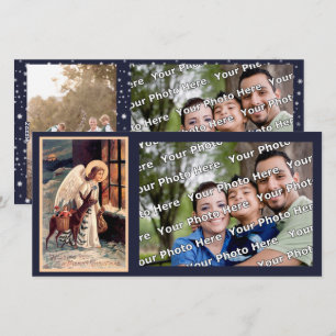Christmas Angel With Deer Photocard Holiday Card