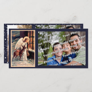 Christmas Angel With Deer Photocard Holiday Card