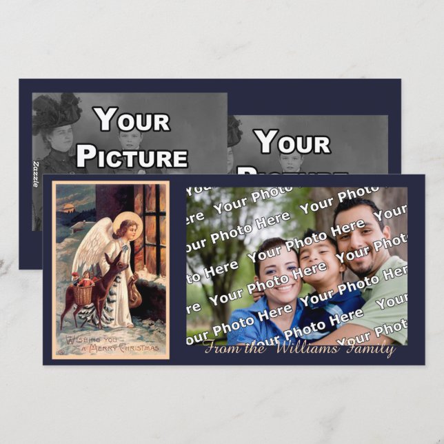 Christmas Angel With Deer Photocard Holiday Card (Front/Back)