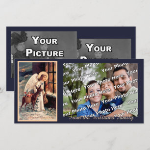 Christmas Angel With Deer Photocard Holiday Card