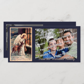 Christmas Angel With Deer Photocard Holiday Card