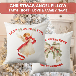 Christmas Angel with Family Name Cushion