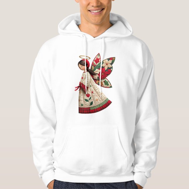 Christmas Angel with Holiday Flowers Hoodie (Front)