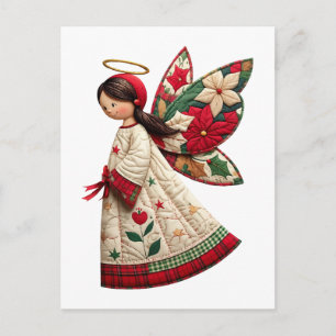 Christmas Angel with Holiday Flowers Postcard