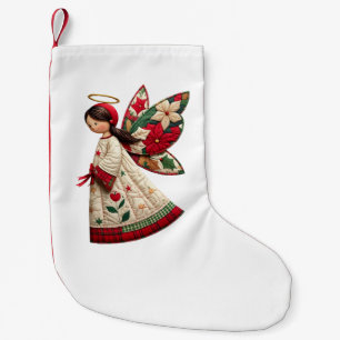 Christmas Angel with Holiday Flowers Small Christmas Stocking