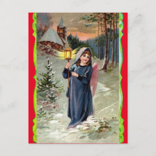 Christmas Angel With Lantern Postcard