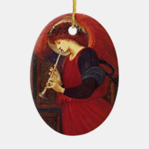 Christmas Angel With Trumpet Ceramic Tree Decoration