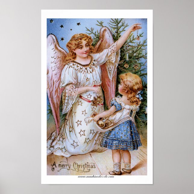 Christmas Angel with Victorian Girl Poster (Front)