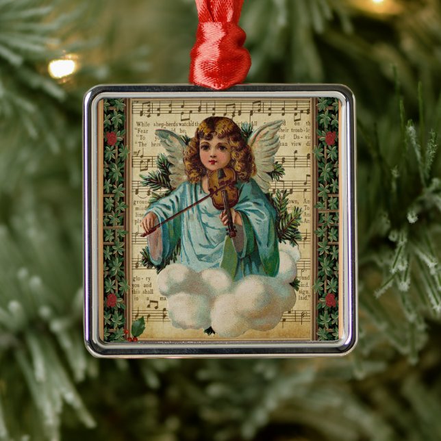 Christmas Angel with Violin Metal Tree Decoration (Tree)