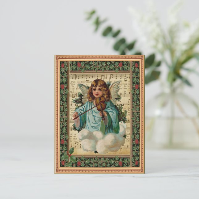 Christmas Angel with Violin Postcard (Standing Front)