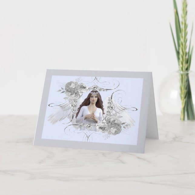 Christmas Angel with Wings & Framing Holiday Card (Front)