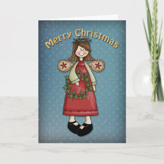 Christmas Angel with wreath Holiday Card