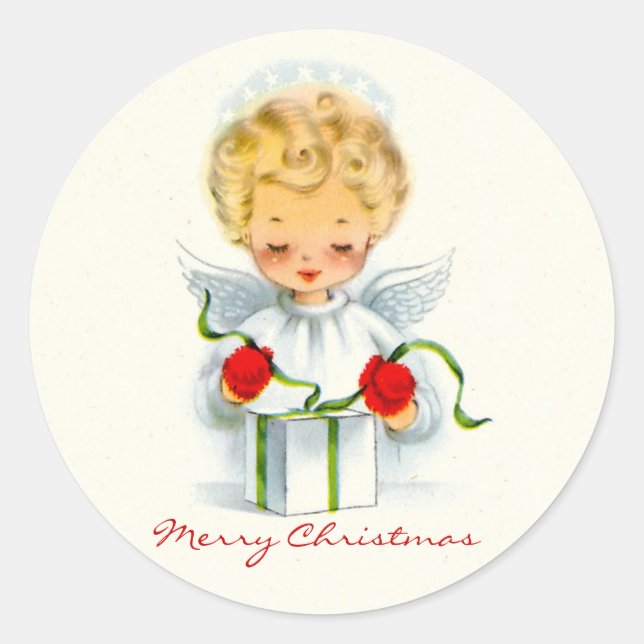 Christmas Angel Wrapping Gift Sticker (Front)