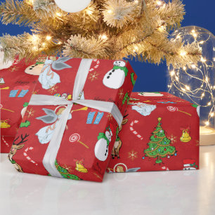 Christmas Angels and snowman wrapping paper