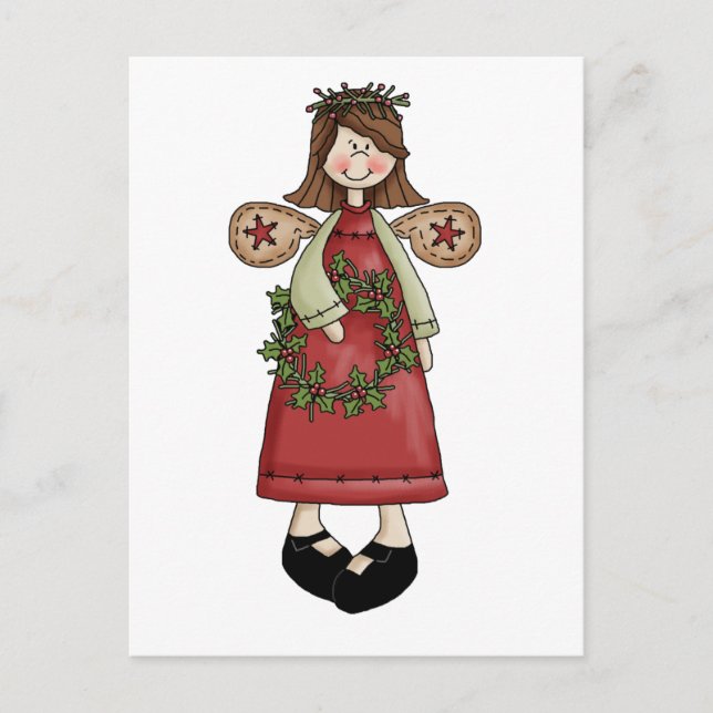 Christmas Angels · Angel & Wreath Holiday Postcard (Front)