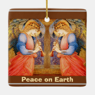 Christmas angels announcement ceramic ornament