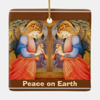 Christmas angels announcement ceramic ornament