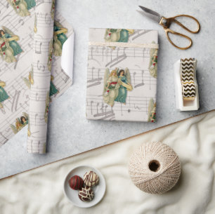 Christmas Angels - Antique Victorian Music Vintage Wrapping Paper