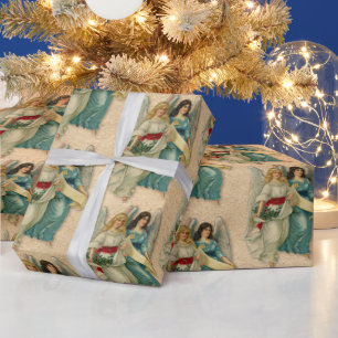 Christmas Angels - Antique Victorian Parchment Wrapping Paper