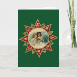 Christmas Angels Caroling - Vintage Fine Art Card