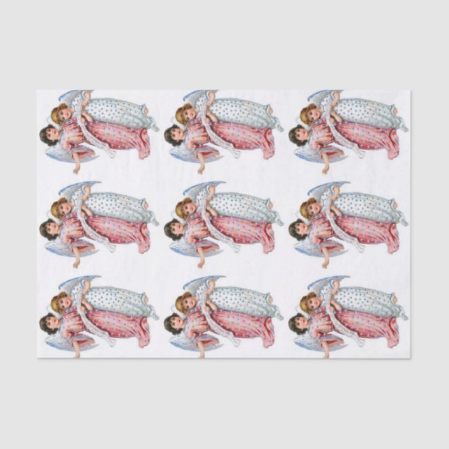 Christmas Angels In Pink And Blue Tissue Paper (Front)