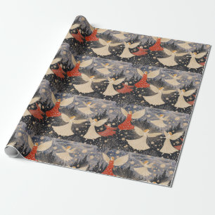 Christmas Angels in Starry Sky Wrapping Paper