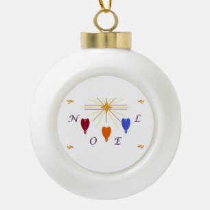 Christmas Angels n Star Noel Ceramic Ball Christmas Ornament