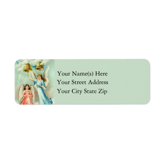 Christmas Angels Ringing Christmas Bells Vintage Return Address Label