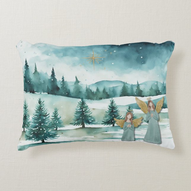 Christmas Angels Throw Pillow (Front)