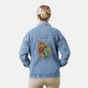 Christmas Angels Victorian Scrap Christian Vintage Denim Jacket