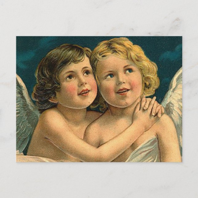 Christmas Angels - Vintage Art Holiday Postcard (Front)