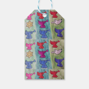 Christmas Angels With Trumpets Gift Tags