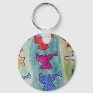 Christmas Angels With Trumpets  Key Ring