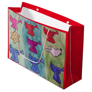 Christmas Angels With Trumpets Large Gift Bag