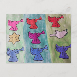 Christmas Angels With Trumpets Postcards