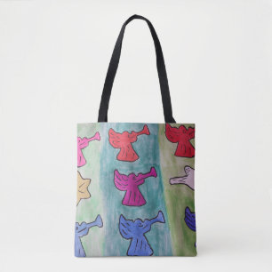 Christmas Angels With Trumpets Tote Bag