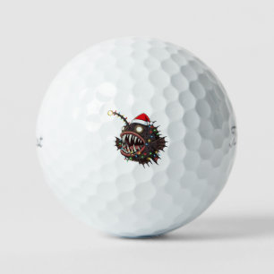 Christmas Anglerfish Lophius Santa Hat Holiday Golf Balls