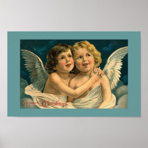 Christmas Angles Vintage Art Poster
