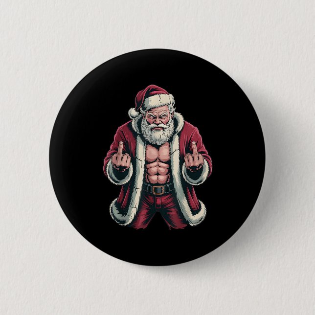 Christmas Angry Santa Middle Finger Sarcastic Xmas 6 Cm Round Badge (Front)